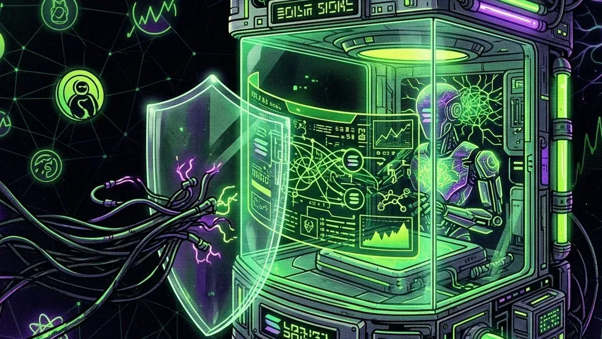 Solana wallet signing chamber protected by a transparent shield and transaction checks